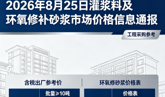 青阳2026年8月25日灌浆料及环氧修补砂浆市场价格信息通报